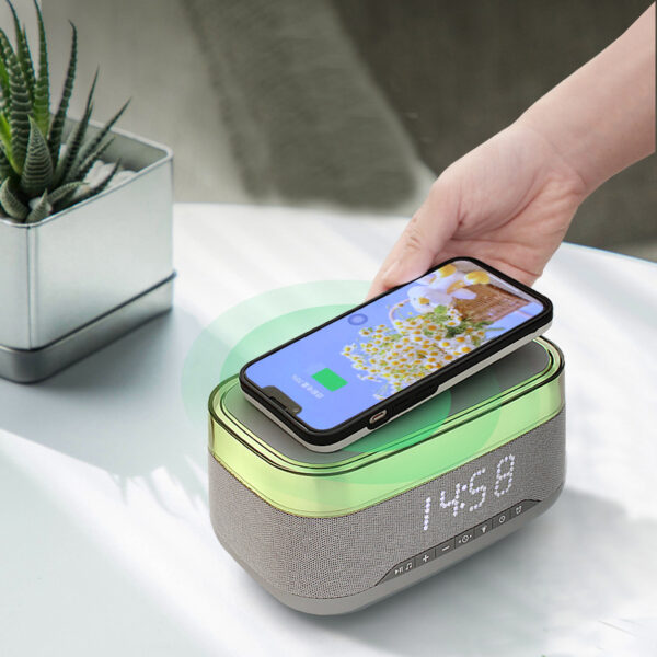 Intelligent Multifunctional Alarm Clock Bluetooth Speaker Wireless Charger Fast Charge Clock Atmosphere Night Light Home Decor - Image 5