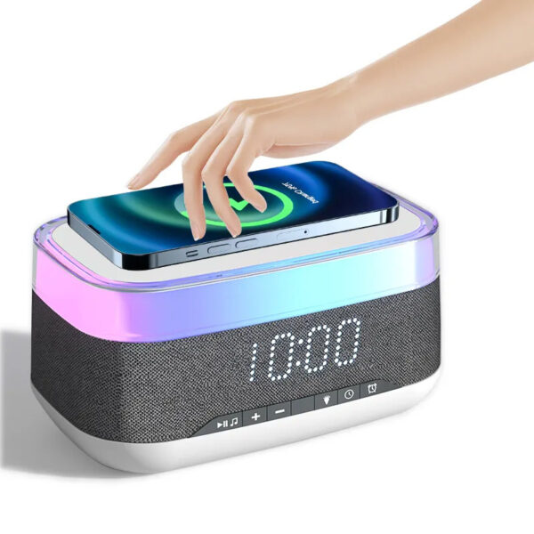 Intelligent Multifunctional Alarm Clock Bluetooth Speaker Wireless Charger Fast Charge Clock Atmosphere Night Light Home Decor - Image 4